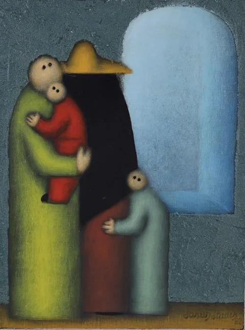 Untitled by Jesus Mariano Leuus, Mixed Media on Board, sold Sep 2023