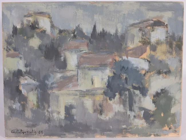 Giorgio Polykratis, Paesaggio, Oil on Wood