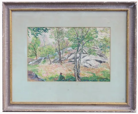 Samuel Cahan, Central Park, NY, Watercolor