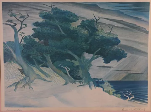 Buell Whitehead, Summer Rain, Color Lithograph