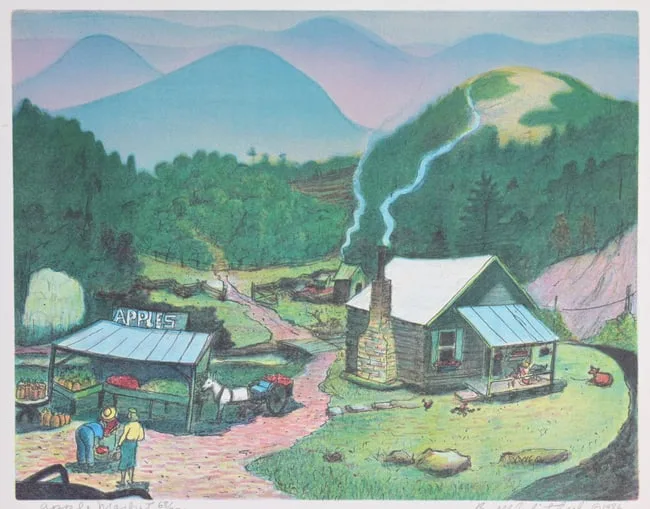 Apple Market by Buell Whitehead, Lithograph, sold Sep 2023