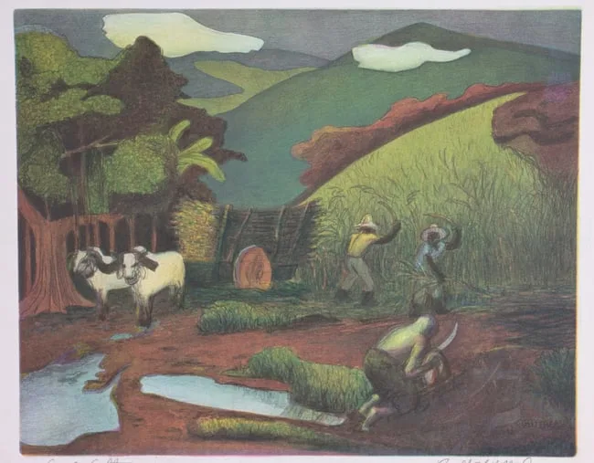 Cane Cutters by Buell Whitehead, Lithograph, sold Sep 2023