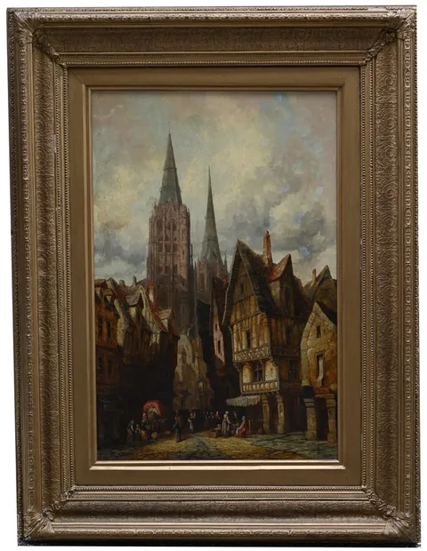 Henri Schafer, Caudebec-en-Caux , Seine France, Oil on Lined Canvas