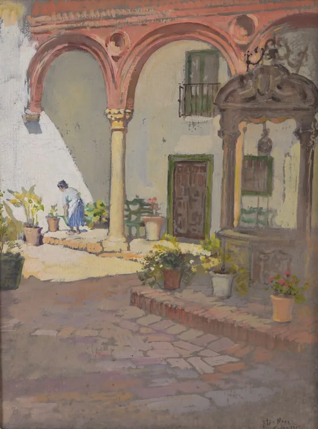 Francis Luis Mora, Ronda, Courtyard, Mixed Media