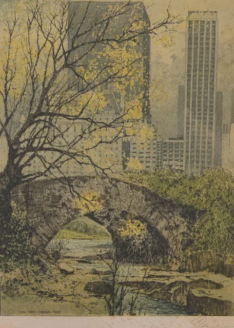 Josef Eidenberger, New York, Central Park, Aquatint/Etching