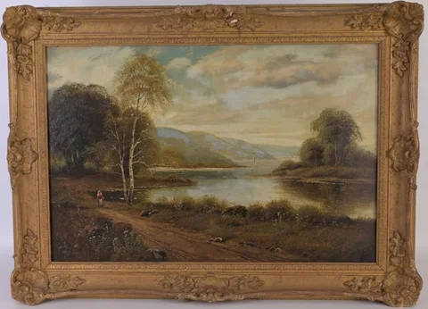 River Landscape by Theodore Hines, 1880, Oil on Canvas, offered Nov 2023
