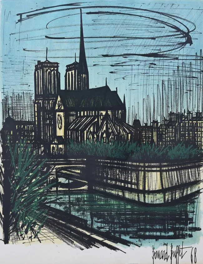 Notre Dame De Paris by Bernard Buffet, Color Lithograph, sold Nov 2023