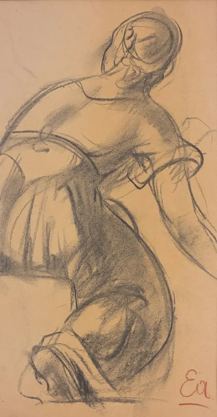 Untitled by Emilio Ambron, Charcoal on Tan Paper, offered Nov 2023