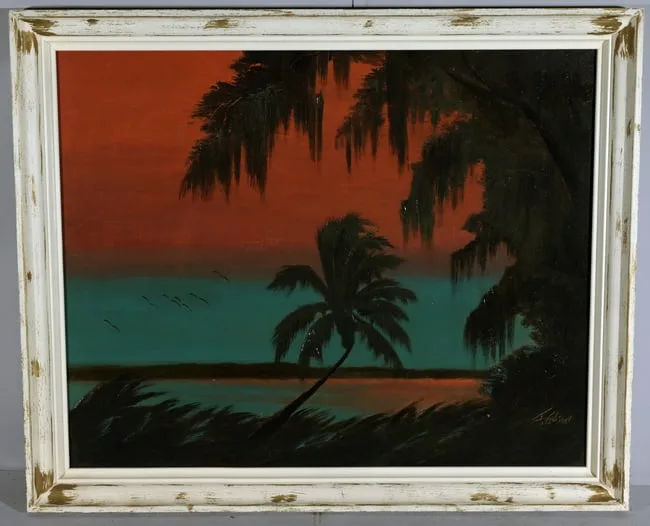 Sunset Storm by James Gibson, Oil on Upson Board, sold Feb 2024