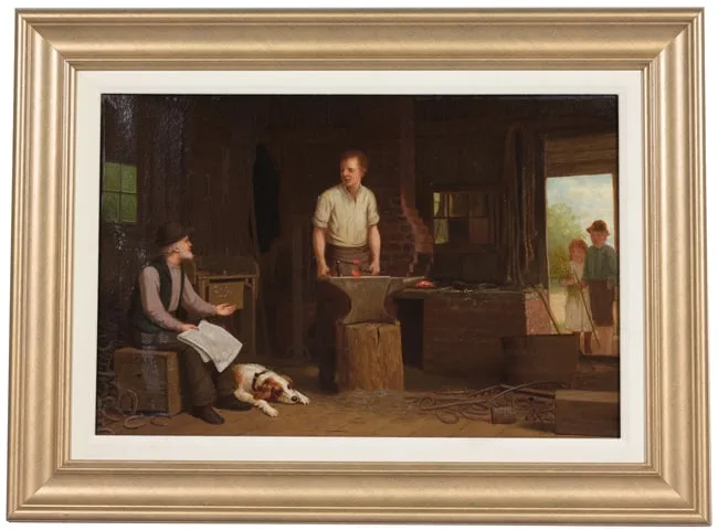 The Blacksmith's Shop by Samuel S. Carr, Oil on Canvas, offered Feb 2024