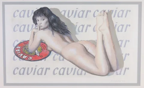 Alexander Kosolapov, Caviar, Pencil and Gouache