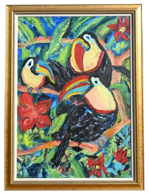 Florence Putterman, Toucans, Oil on Canvas