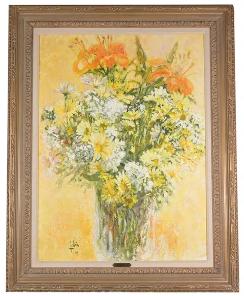Louis Fabien, Bouquet aux lys, Oil on Canvas