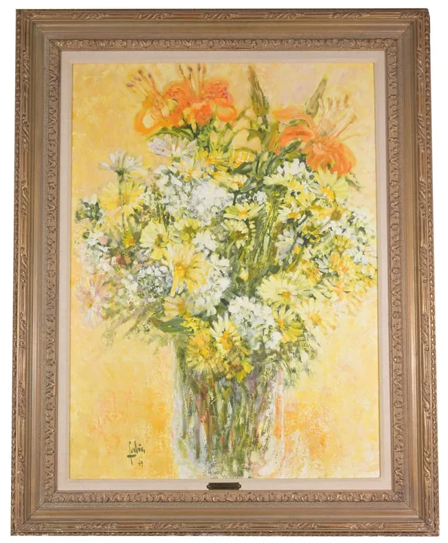 Louis Fabien, Bouquet aux lys, Oil on Canvas