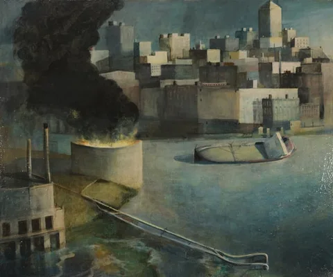 Leslie Lerner, The Payco Rolls Over, Acrylic on canvas