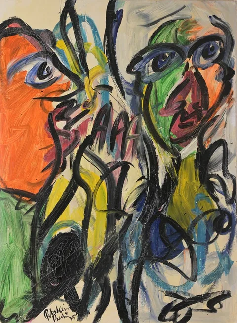 Peter Robert Keil, Keith Haring and Ady Warhol, Oil on canvas