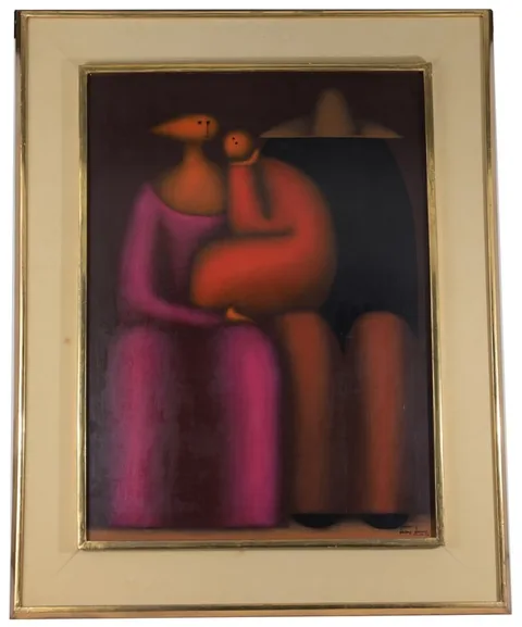 Familia by Jesus Mariano Leuus, Acrylic on Masonite, sold Feb 2024
