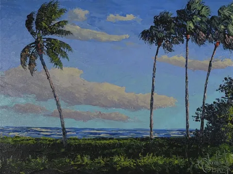Mark Stanford, Sea Palms, Oil on Panel