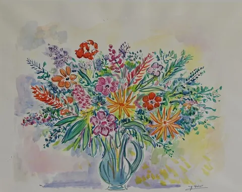 Jean Claude Picot, Les Fleurs de I'lle de France, 1991, Watercolor on Paper