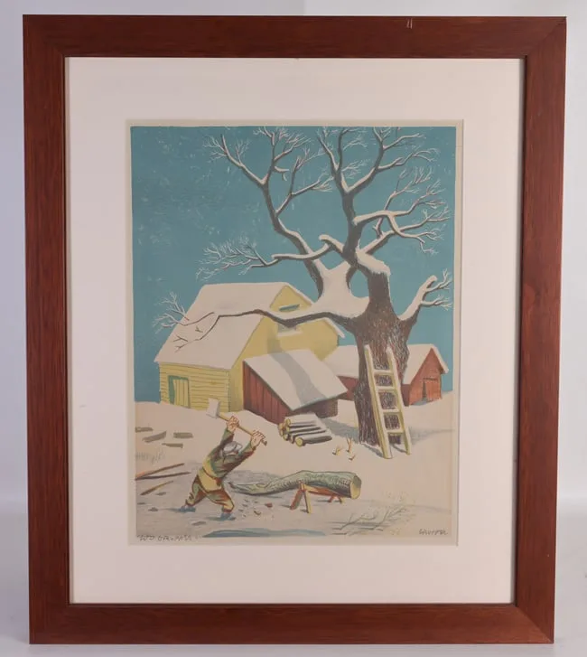 Winter by William Gropper, 1945, Color lithograph, offered Feb 2024