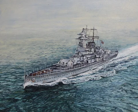 Brian Sanders, Admiral Graf Spee, Oil on Masonite