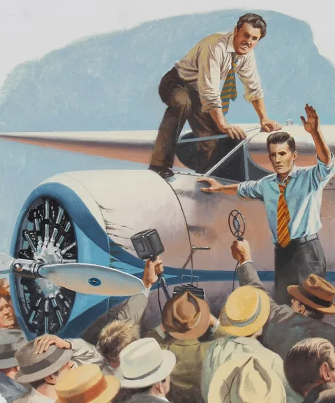 Harry Schaare, Wiley Post and Harold Gatty, Oil on Masonite