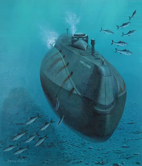 Dean Ellis, Holland Submarine, Oil on Masonite