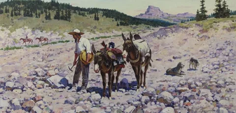 Ivan Akimovich Sushchenko, Western Mining Prospector, Oil on Masonite