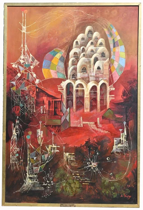 Julio de Diego, Star with old Simbols, Oil on Canvas