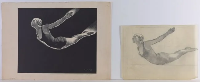 Mabel Wellington Jack, Swan Dive, Lithograph