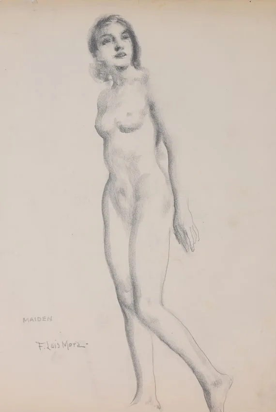 Maiden by Francis Luis Mora, pencil, sold Apr 2024