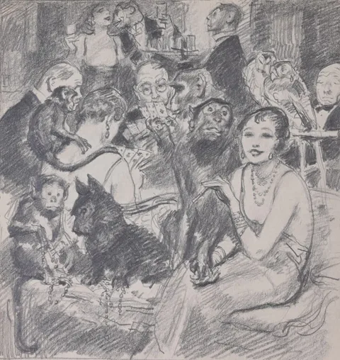 Natures Social Register by Francis Luis Mora, Pencil, sold Apr 2024