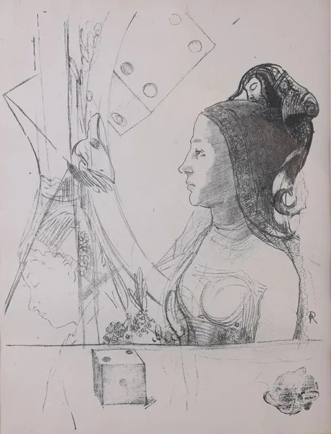 Odilon Redon, La Femme au bonnet Phrygien, Lithograph