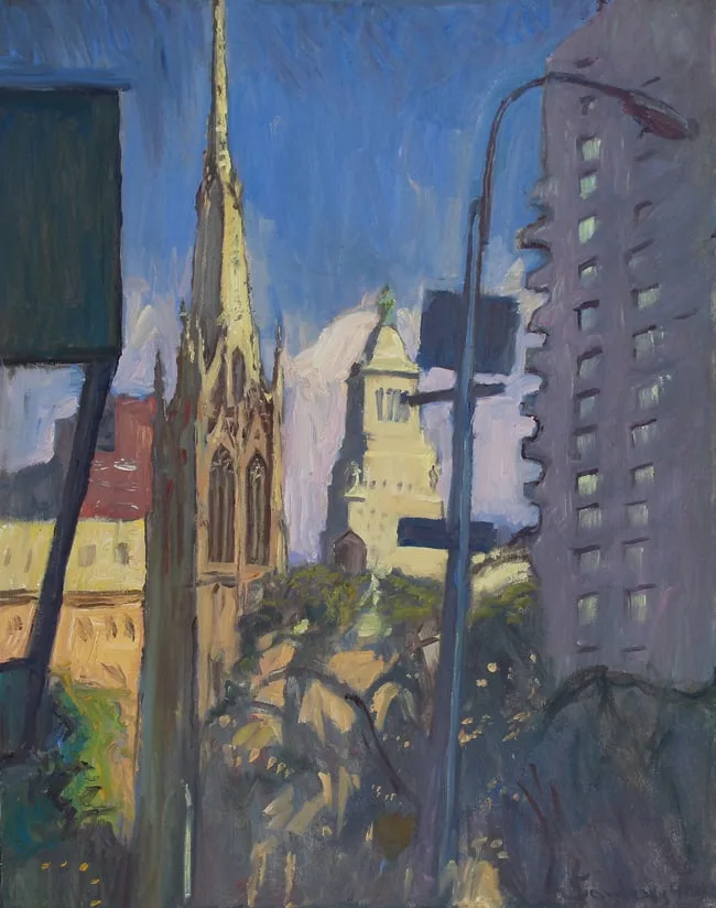 Phil Sandusky, View of a City, Oil on Canvas