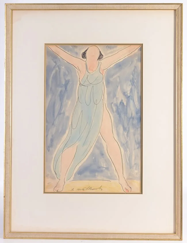 Isadore Duncan by Abraham Walkowitz, Watercolor, offered Apr 2024