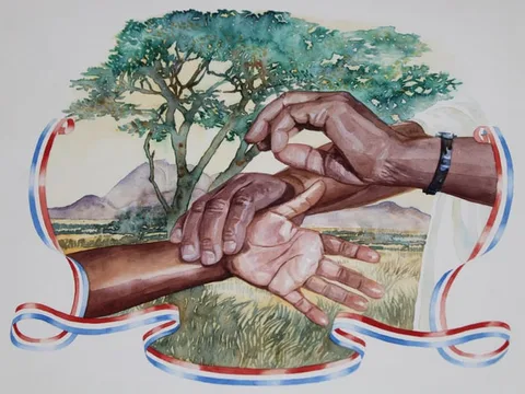 Brian Sanders, Medical Assistance in Africa, Watercolor on Paper