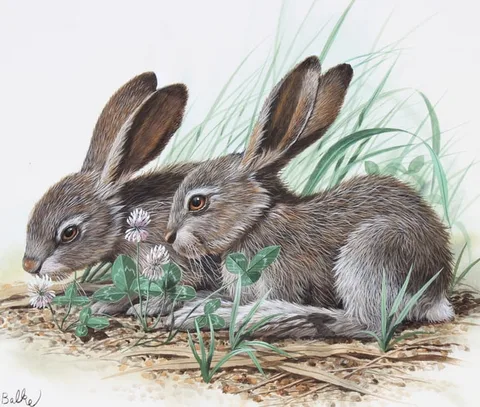 Don Balke, White-tailed Jack Rabbit, Watercolor on Illustration Board