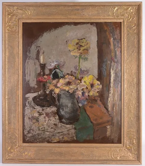 Miematsu Tanabe, Tabletop Still Life, Oil on Board