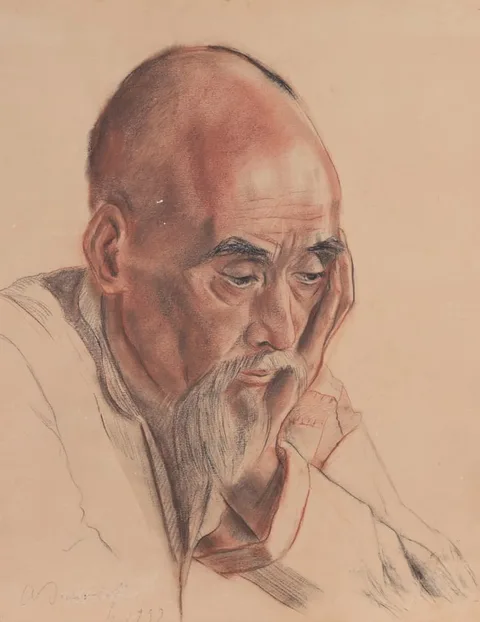 Alexandre Evgenevich Yakovlev, Untitled, Sanguine and ink on paper