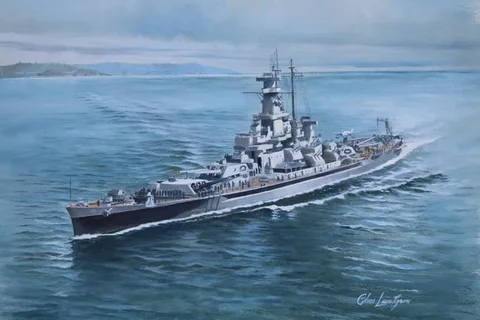 Charles Lundgren, U.S.S. Massachusetts, Oil on Masonite