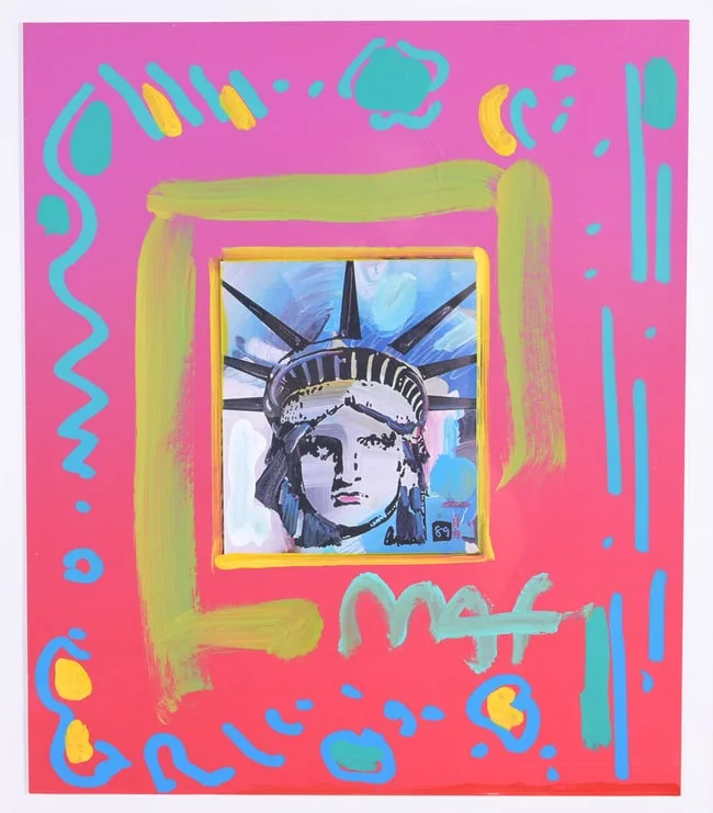 Liberty Head II Collage by Peter Max, 1997, Mixed Media, sold Jun 2024