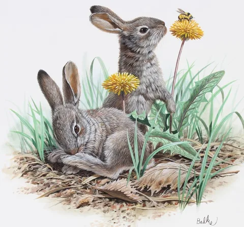 Don Balke, Snowshoe Hare, Watercolor on Illustration Board