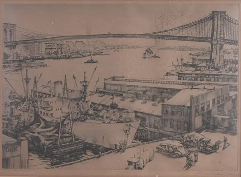 Lawrence Nelson Wilbur, The East River, etching