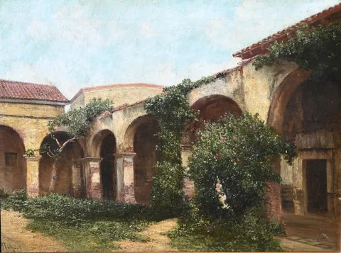 Harry Davis Fluhart-Williams, Mission San Juan Capistrano in California, Oil on Canvas