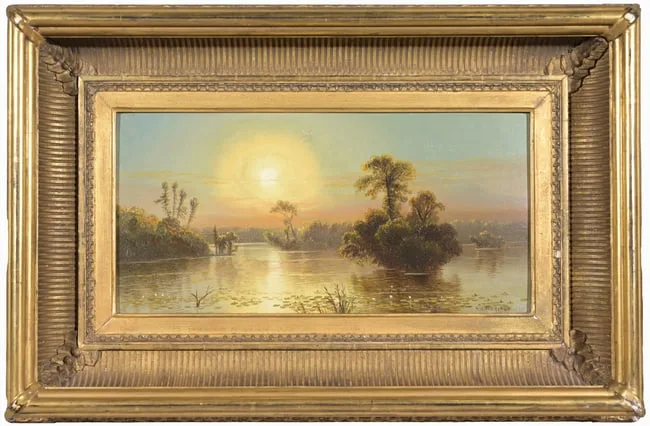 Clinton Loveridge, Sunset Over the Marshes, Oil on Board
