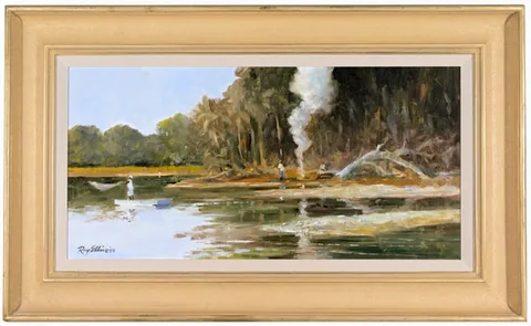 Ray George Ellis, Shrimp Casting, oil on canvas