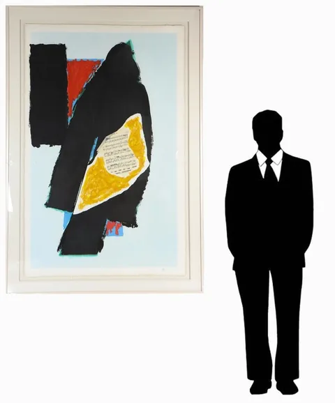 Black for Mozart by Robert Motherwell, 1991, lithograph with collage, offered Aug 2024