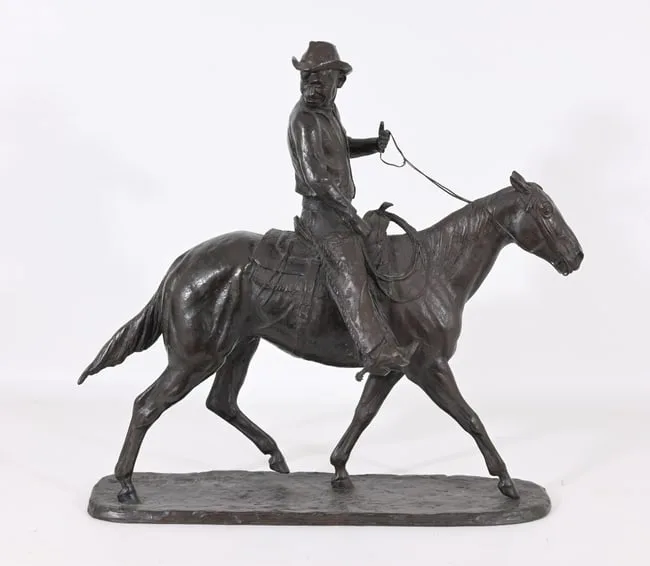 Hughlette Wheeler, Will Rogers on Soapsuds/Mounted Cowboy, 1936, Bronze