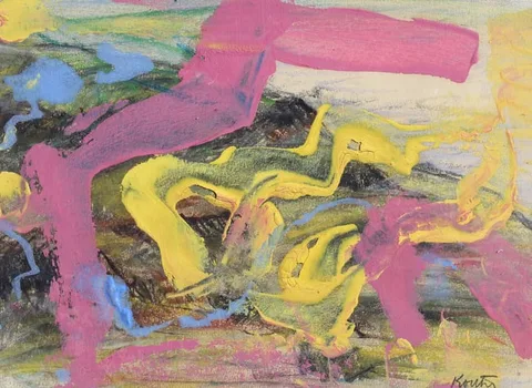 Thomas Koether, Emanation of Pink, Oil on Paper