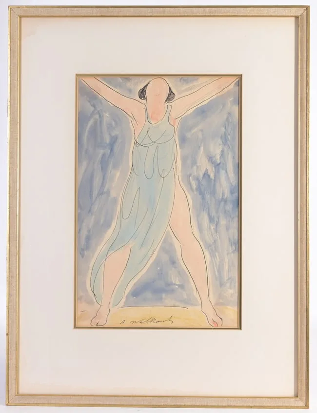 Isadore Duncan by Abraham Walkowitz, Watercolor, sold Aug 2024